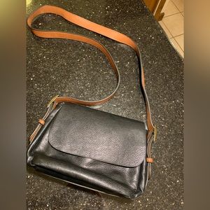 G.H. Bass black and tan leather crossbody bag
